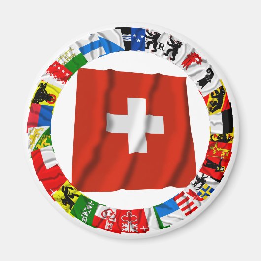 Die Flaggen der Kantone der Schweiz Magnet (Vorne)