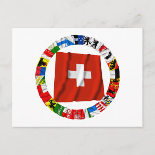 Die Flaggen der Kantone der Schweiz Postkarte
