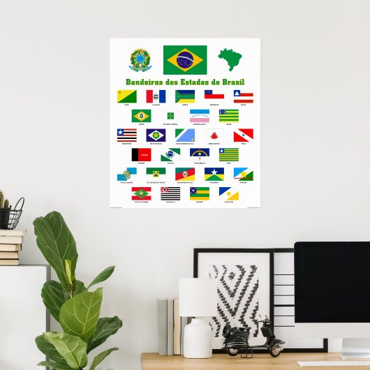 Die Flaggen des brasilianischen Posters Poster (Heimbüro)