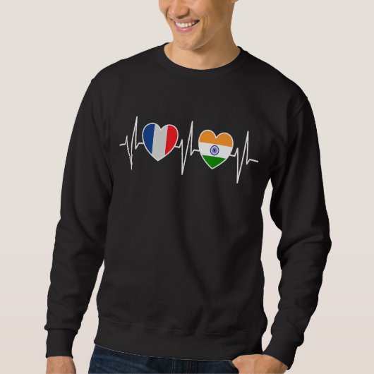 Die Flaggen Frankreichs und Indiens Sweatshirt (Vorderseite)
