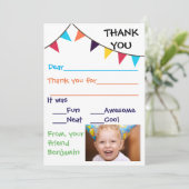 Die Flaggen-Gewohnheit des Kindes danken Ihnen Dankeskarte (Stehend Vorderseite)