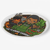 Die Flaming Gardener Pappteller (Schrägansicht)