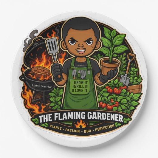 Die Flaming Gardener Pappteller (Vorderseite)