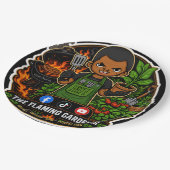 Die Flaming Gardener Pappteller (Schrägansicht)
