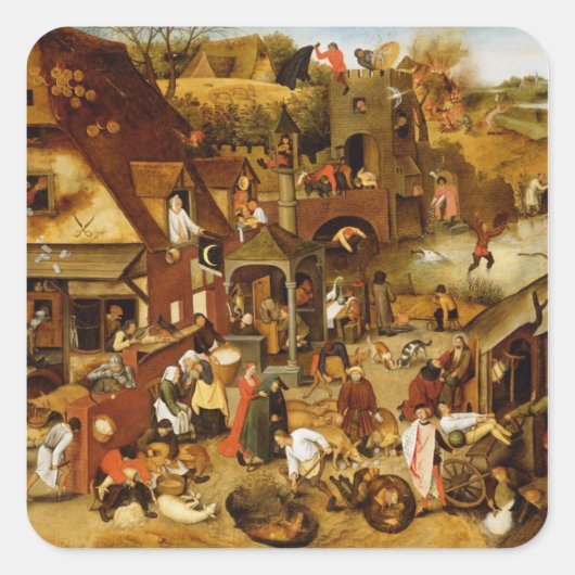 Die flämischen Sprichwörter Quadratischer Aufkleber (Vorderseite)