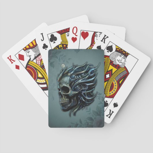 Die Flamme des Lebens: Ein Schädeldesign. Spielkarten (Rückseite)