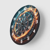 Die flammende Dart Arena entzündet die Leidenschaf Runde Wanduhr (Winkel)