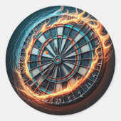 Die flammende Dart Arena entzündet die Leidenschaf Runder Aufkleber (Vorderseite)