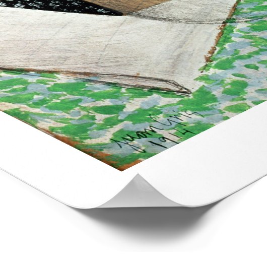 Die Flasche Banyuls, 1914 (Gouache & Collage) Poster (Ecke)