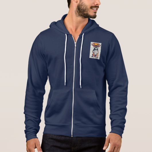 DIE FLEECE DES CHIHUAHUA-TYP ZIP UP JOGGER HOODIE (Vorderseite)
