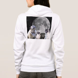 Die Fleece-ZipHoodie vier Mops-Mond-Frauen Hoodie