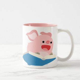 Die Fliegen-Buch-und Cartoon-Schwein-Tasse Zweifarbige Tasse