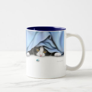 Die Fliegen-Katzen-Spielzeug-Tasse Zweifarbige Tasse