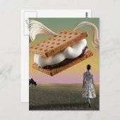 Die fliegende Schokoladencreme-Nachspeise Postkarte (Vorne/Hinten)