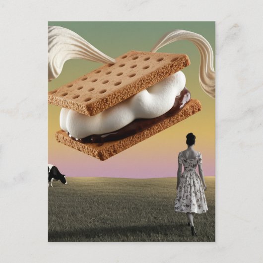 Die fliegende Schokoladencreme-Nachspeise Postkarte (Vorderseite)