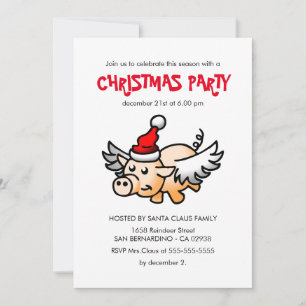 Die fliegende Weihnachtsschweinei-Party Einladung