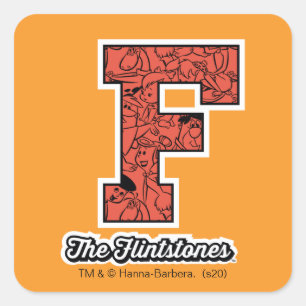Die Flintstones Collegiate Style Monogramm Quadratischer Aufkleber