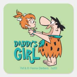 Die Flintstones Fred & Pebbles - Vaters Tochter Quadratischer Aufkleber