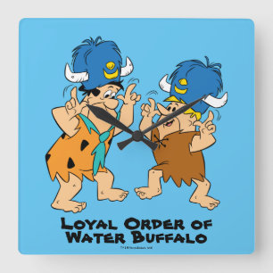 Die Flintstones Fred u. Krach-Wasser-Büffel Quadratische Wanduhr