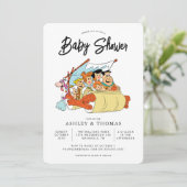 Die Flintstones Kinderdusche Einladung (Stehend Vorderseite)