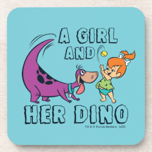 Die Flintstones Pebbles & Dino spielen Ball Getränkeuntersetzer
