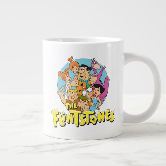 Die Flintstones und Rubbelfamilie Grafik Jumbo-Tasse (Rechts)