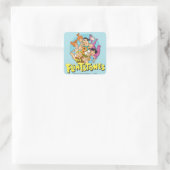 Die Flintstones und Rubbelfamilie Grafik Quadratischer Aufkleber (Tasche)