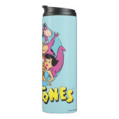 Die Flintstones und Rubbelfamilie Grafik Thermosbecher (Nach rechts gedreht)