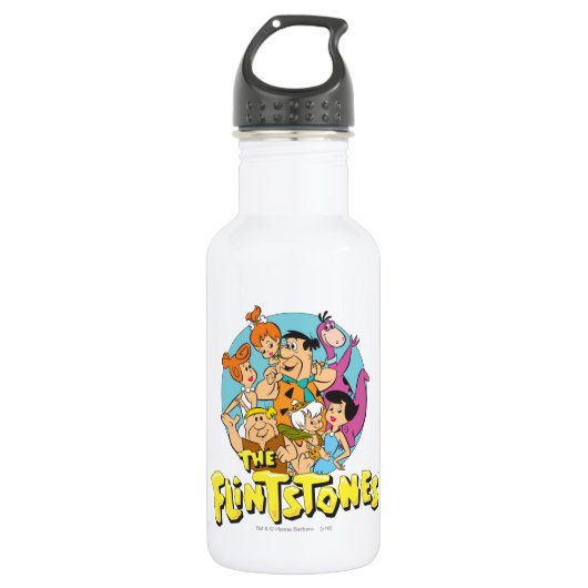 Die Flintstones und Rubbelfamilie Grafik Trinkflasche (Vorderseite)