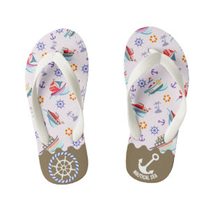 Die Flip Flops des weißen Kids im Nautischen Meer Kinderbadesandalen