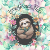 Die florale Sloth-Liebe wächst hier Aufkleber (Vorderseite)