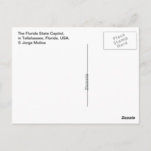 Die Florida Staat Hauptstadt in Tallahassee, Flori Postkarte (Rückseite)
