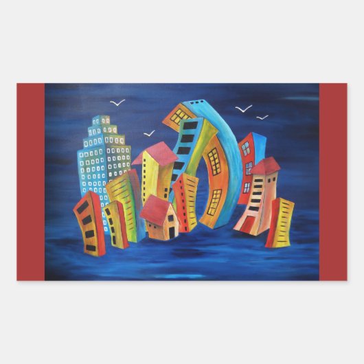 Die florierende Stadt Rechteckiger Aufkleber (Vorderseite)