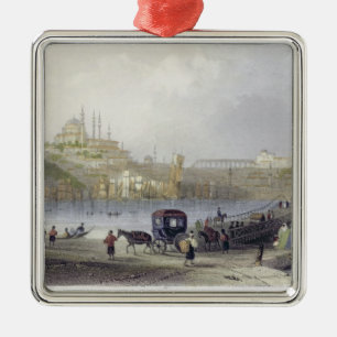Die Floßbrücke, Istanbul, graviert von J.C. Be Ornament Aus Metall