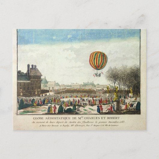 Die Flucht von Jacques Charles und Nicholas Robert Postkarte (Vorderseite)