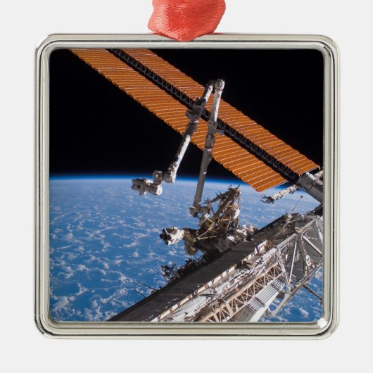 Die Flügel der Canadarm2- und Solarpaneele Silbernes Ornament (Vorne)
