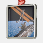 Die Flügel der Canadarm2- und Solarpaneele Silbernes Ornament (Links)