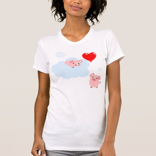 Die Flügel der Liebe (Cartoon Schweine) T - Shirt (Vorderseite)