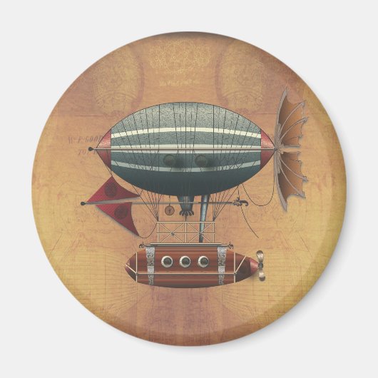 Die Flugmaschine Aleutian Steampunk Magnet (Vorne)