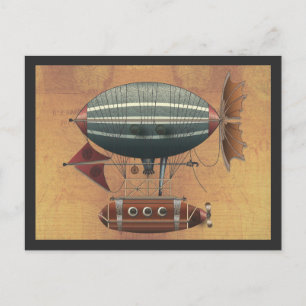 Die Flugmaschine Aleutian Steampunk Postkarte