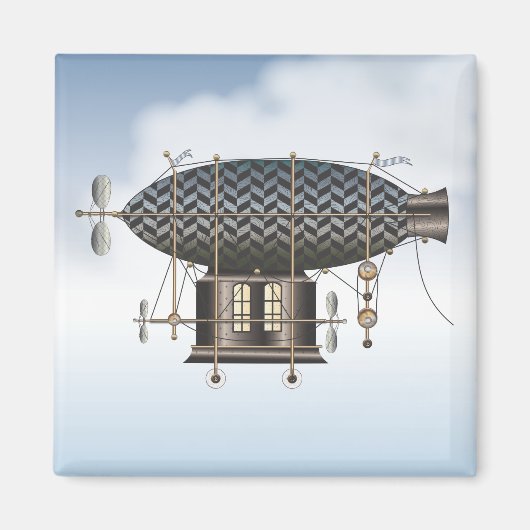 Die Flugmaschine Petite Noir Steampunk Magnet (Vorne)