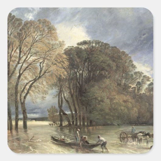 Die Flut in Saint-Cloud, 1855 Quadratischer Aufkleber (Vorderseite)