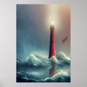 Die Flut und der Leuchtturm | AI Art Poster (Vorne)