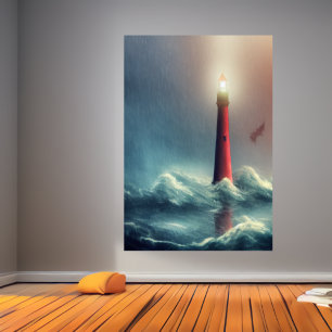 Die Flut und der Leuchtturm AI Art Poster