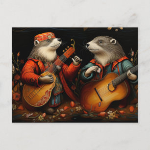Die Folk Art Otter Duet Band Postkarte