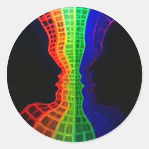 Die Fontäne aus Liebe fluoreszierend farbiger Rege Runder Aufkleber
