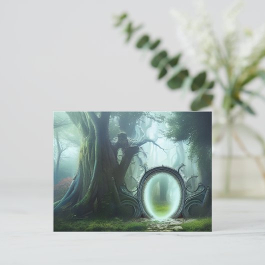 Die Forest Portal Fantasy Art Postkarte (Stehend Vorderseite)