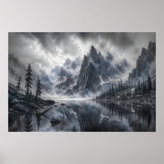 Die Form der Stille – Schwarze und Weiße Landschaf Poster (Vorne)
