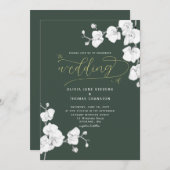 Die formale, moderne, grüne Orchidee Einladung (Vorne/Hinten)