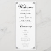 Die formelle, elegante Schwarz-Weiß-Hochzeit Programm (Vorderseite)